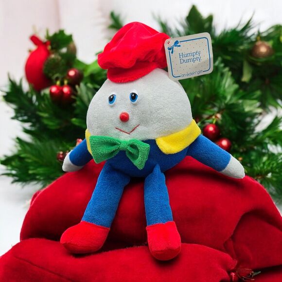 Vintage Eden Baby Humpty Dumpty Terry Cloth Rattle Plush Stuffed Nostalgic Toy - Picture 1 of 8